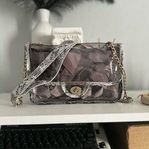Transparent Snake Print Chain Bag